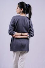 Chikankari Floral Embroidery Short Kurti (Mist Blue) - Image 7