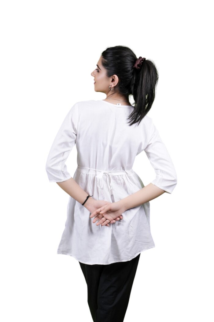 Chikankari Embroidery Short Kurti with Tassels (White) - Image 7