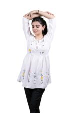 Chikankari Embroidery Short Kurti with Tassels (White) - Image 5