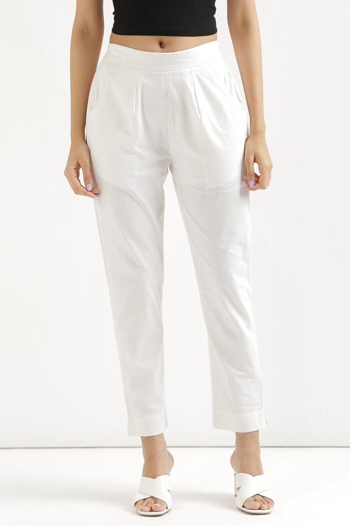 Women Cotton Pant (White) - Image 1