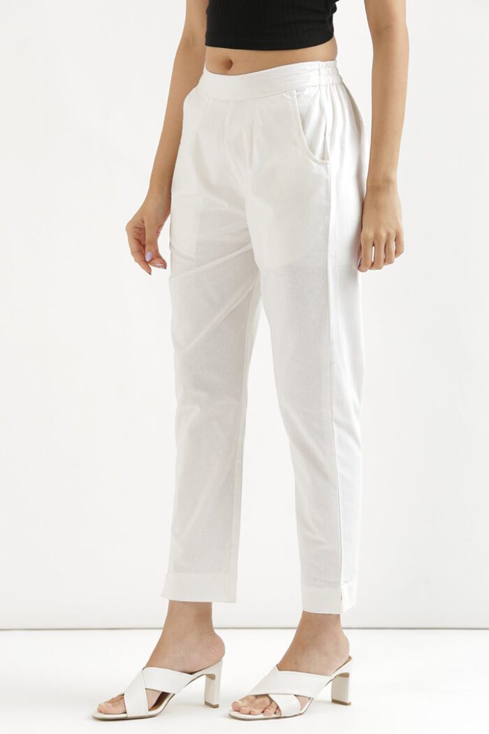 Women Cotton Pant (White) - Image 2
