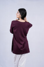 Chikankari Floral Embroidery Short Kurti (Wine)