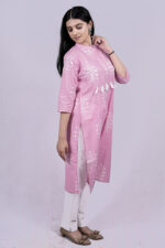 Floral Printed Straight Long Kurti (Pink)