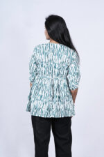 Floral Printed Blend Flared Short Kurti (Beetle Green) - Image 7
