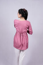 Chikankari Embroidery Short Kurti with Tassels (Flamingo Pink)