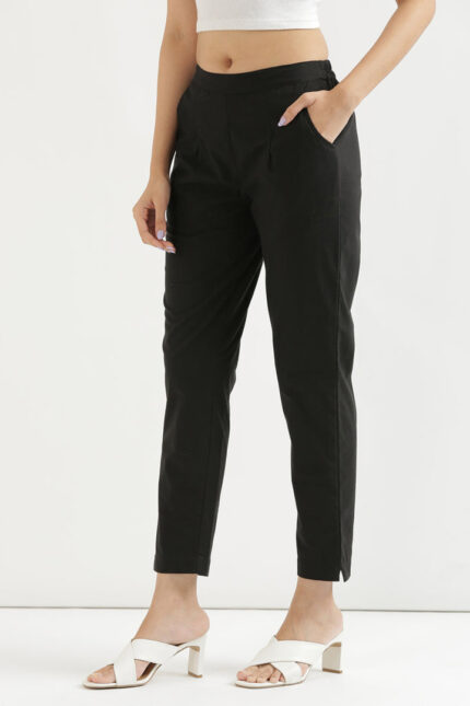 Women Cotton Pant (Black)