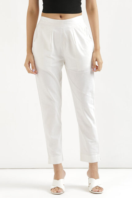 Women Cotton Pant (White)